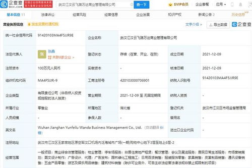 萬達商業(yè)于武漢成立新公司,經(jīng)營范圍含五金產(chǎn)品零售等